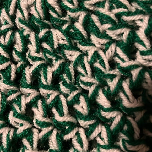 Handmade Toddler/Preschooler Green, Off White Beanie Hat - Picture 3 of 5